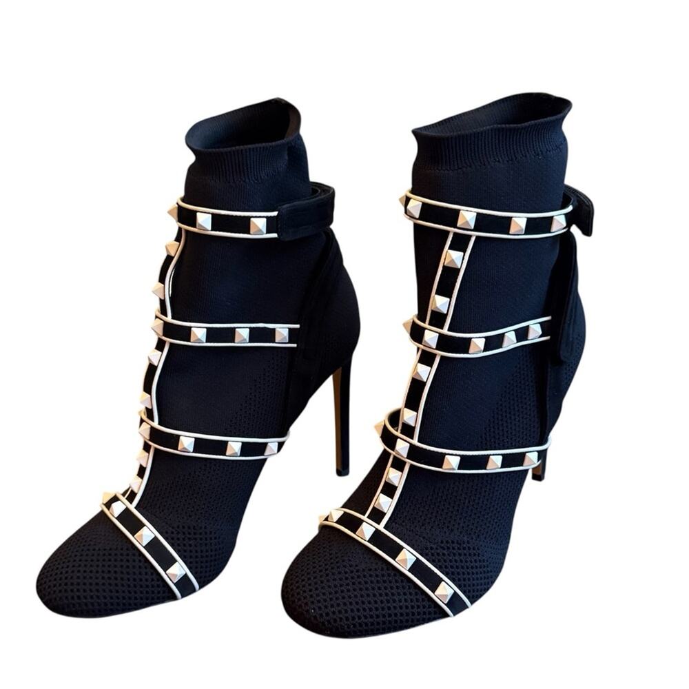 Valentino Garavani Rockstud Bodytech Caged Ankle Booties Black EU 40 US 10 - Picture 3 of 12